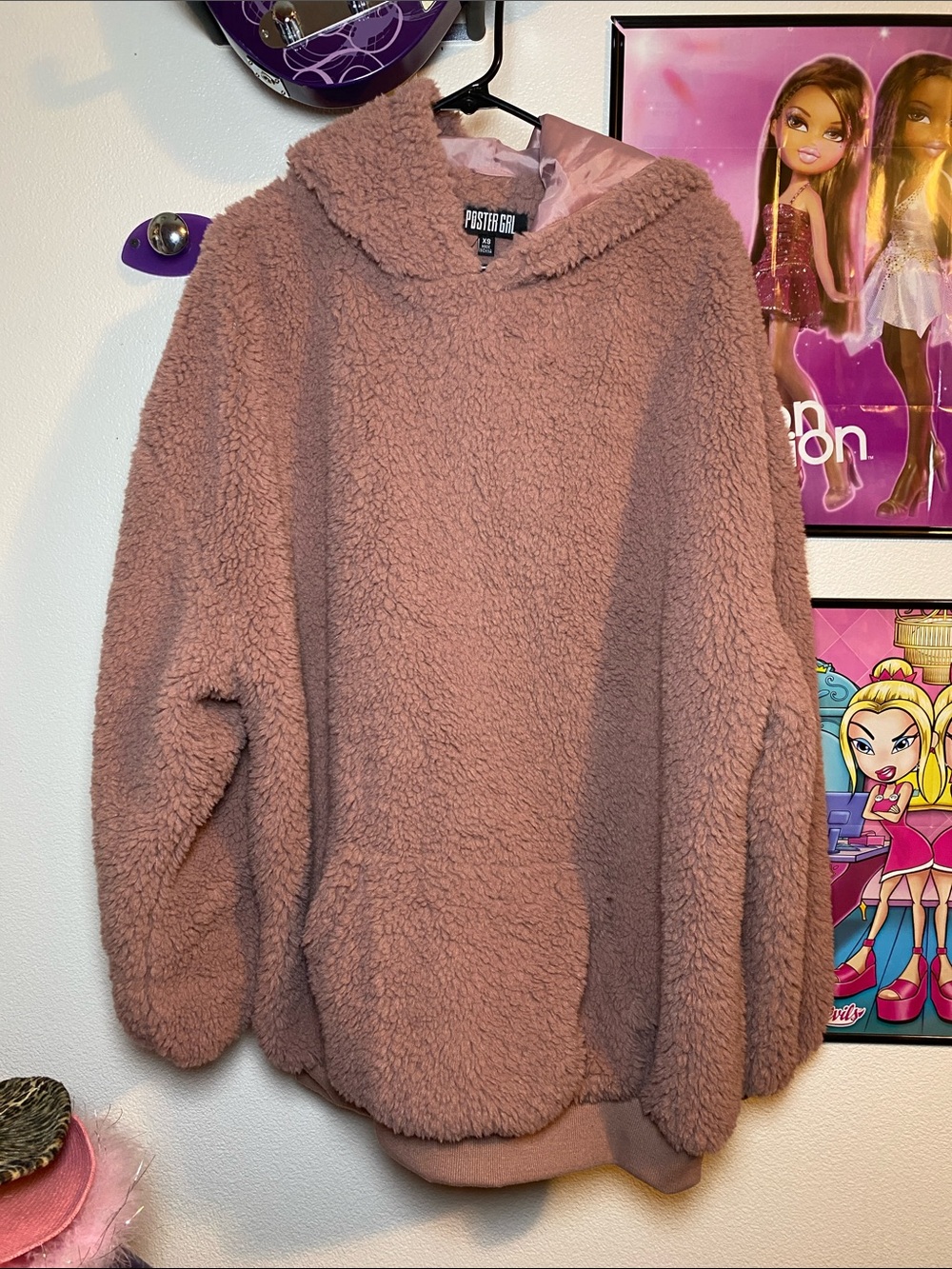 Poster Girl Mauve Oversized Teddy Hoodie